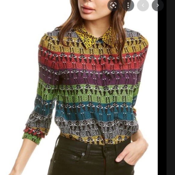 Alice + Olivia Tops - Alice & Olivia XS GEOMETRIC Willa silk top blouse ladies
